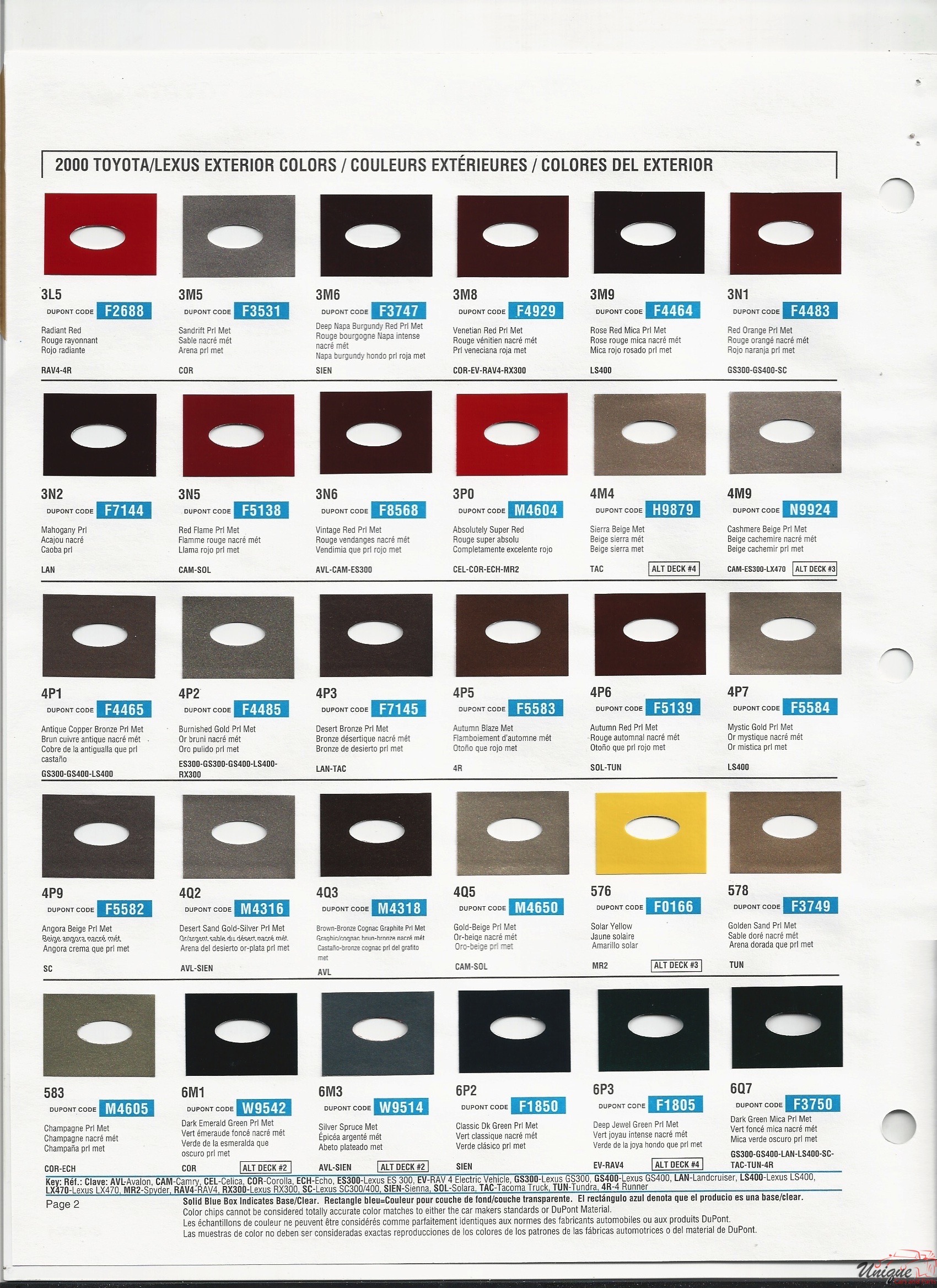 2000 Toyota-1 Paint Charts